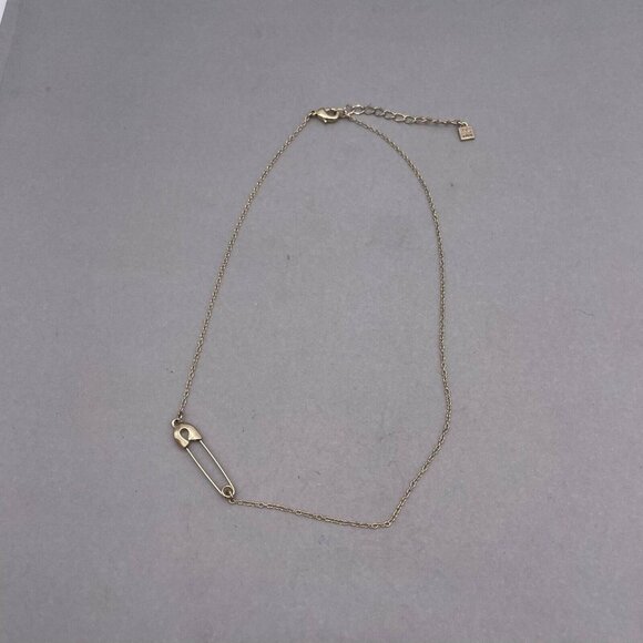 KC BYGB Safety Pin Chain Necklace Gold Tone 16 to 18.5 Inches - Picture 2 of 5